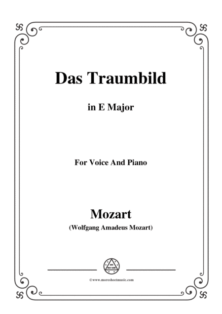 Mozart Das Traumbild In E Major For Voice And Piano Sheet Music