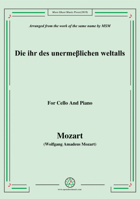 Free Sheet Music Mozart Die Ihr Des Unerme Lichen Weltalls For Cello And Piano