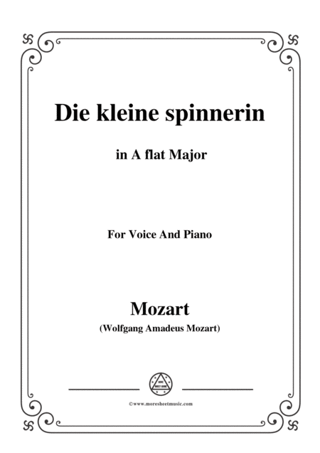 Free Sheet Music Mozart Die Kleine Spinnerin In A Flat Major For Voice And Piano