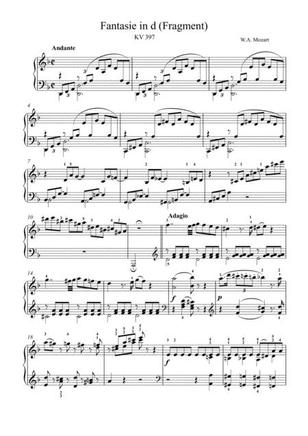 Free Sheet Music Mozart Fantasia In D Minor Piano