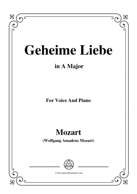 Mozart Geheime Liebe In A Major For Voice And Piano Sheet Music