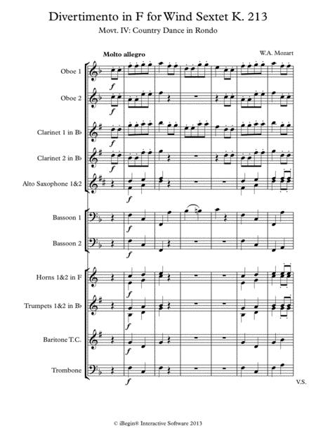 Free Sheet Music Mozart K 213 Country Dance In Rondo