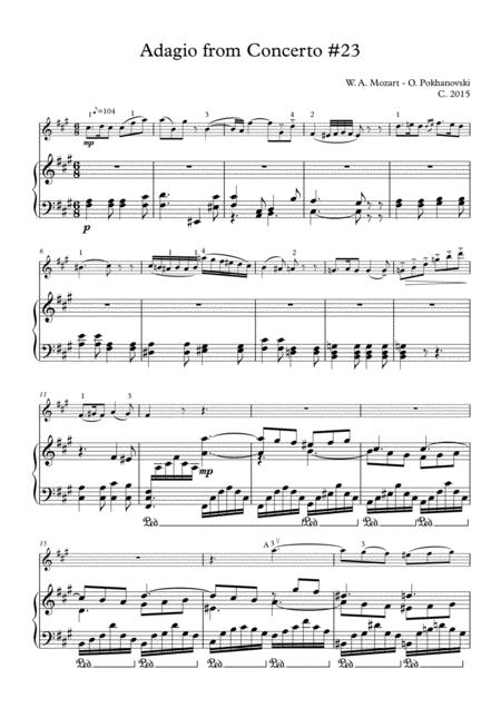 Mozart Piano Concerto 23 Adagio For Violin And Piano Sheet Music