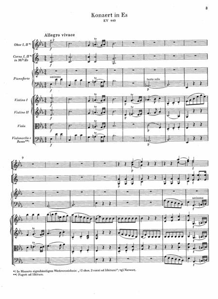 Mozart Piano Concerto No 14 In E Major K 449 Full Complete Version Sheet Music