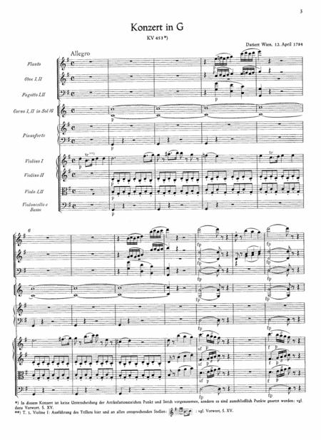 Mozart Piano Concerto No 17 In G Major K 453 Full Complete Version Sheet Music