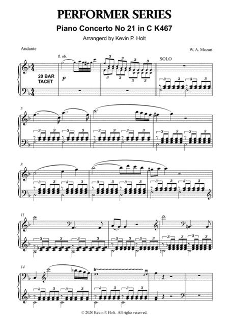 Mozart Piano Concerto No 21 In C Major 2nd Movement Sheet Music