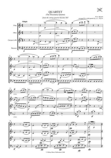 Mozart Quartet K465 Dissonance Sheet Music