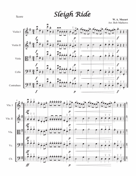 Mozart Sleigh Ride For String Orchestra Sheet Music