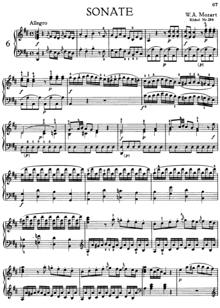 Mozart Sonata No 6 In D Major K 284 Full Original Complete Version Sheet Music