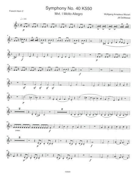 Free Sheet Music Mozart Symphony No 40 In G Minor Movement 1 F Horn 2 Only