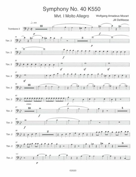 Mozart Symphony No 40 In G Minor Movement 1 Trombone 2 Only Sheet Music