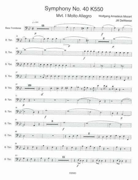 Free Sheet Music Mozart Symphony No 40 In G Minor Movement 1 Trombone 3 Bass Trombone Only