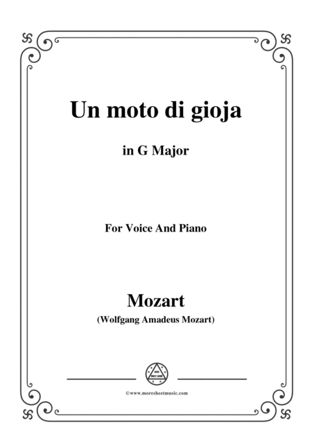 Free Sheet Music Mozart Un Moto Di Gioja In G Major For Voice And Piano