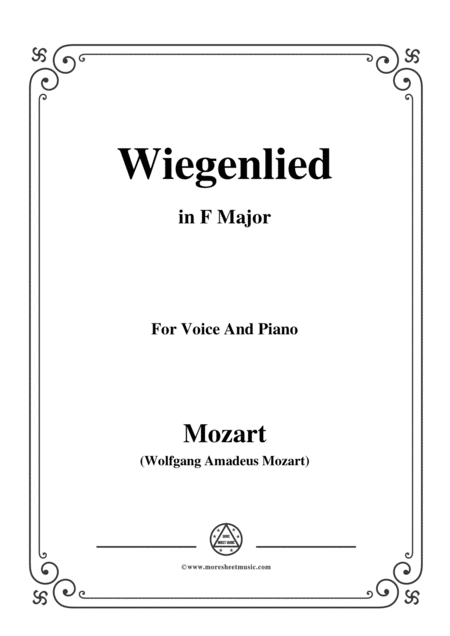 Mozart Wiegenlied In F Major For Voice And Piano Sheet Music