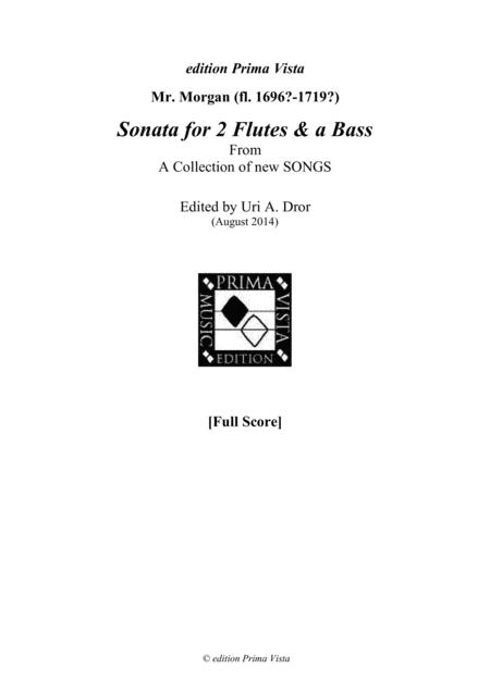 Mr Morgan Sonata For 2 Flutes A Bass Score Sheet Music