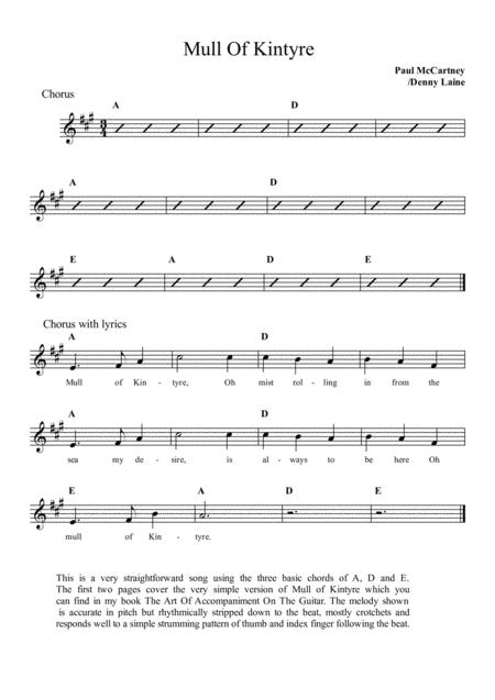 Free Sheet Music Mull Of Kintyre For Voice And Guitar