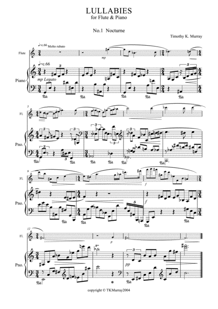 Free Sheet Music Murray Lullabies For Flute Piano