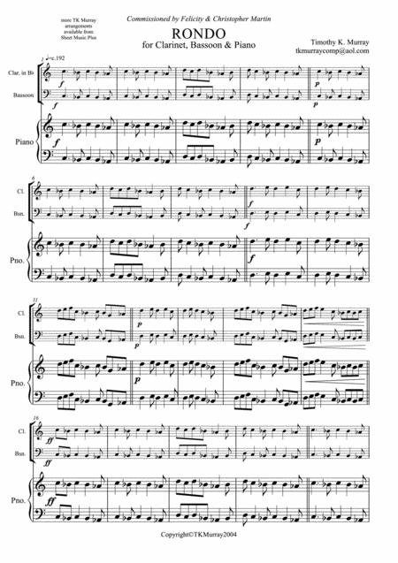 Free Sheet Music Murray Rondo For Clarinet Bassoon Piano