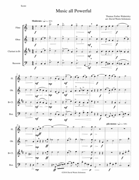 Music All Powerful For Wind Quartet Sheet Music