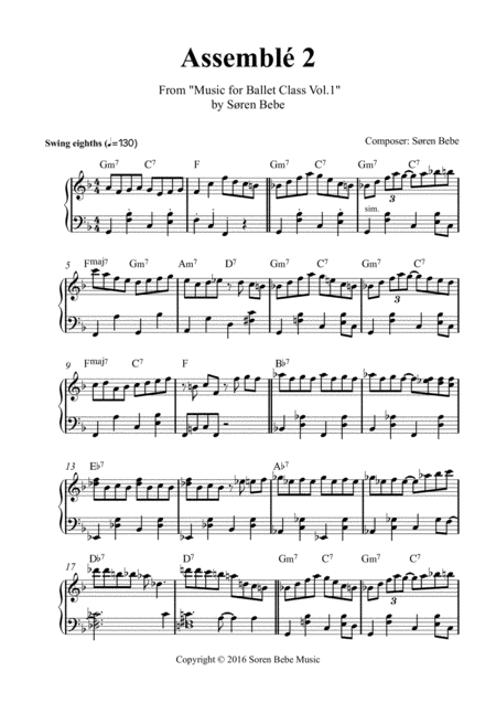 Free Sheet Music Music For Ballet Class Assembl 2 From Music For Ballet Class Vol 1 By Sren Bebe