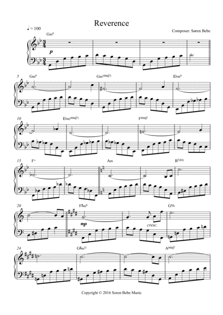 Music For Ballet Class Reverence Sheet Music