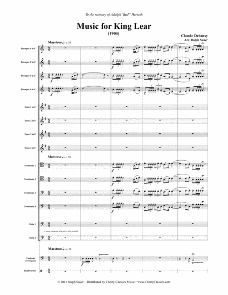 Music For King Lear For Large Brass Ensemble Sheet Music