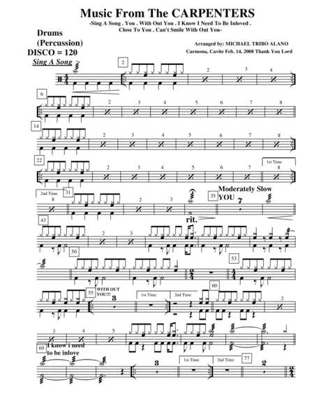 Music From The Carpenters Sheet Music