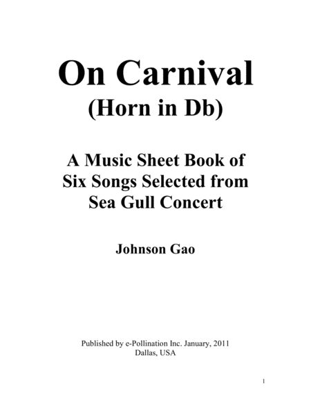 Music Sheets Of On Carnival Horn In D B And Other Five Songs Sheet Music