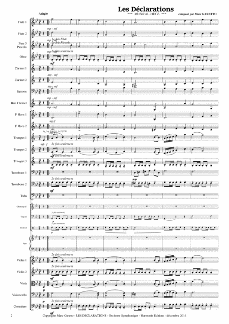 Free Sheet Music Musical Hugs Les Dclarations Original Composition For Full Orchestra