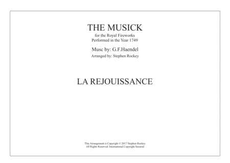 Musick For The Royal Fireworks La Rejouissance Sheet Music