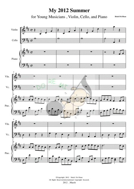 Free Sheet Music My 2012 Summer Piano Trio For Young Musicians