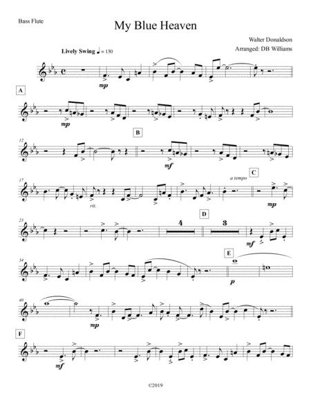 Free Sheet Music My Blue Heaven Bass Flute