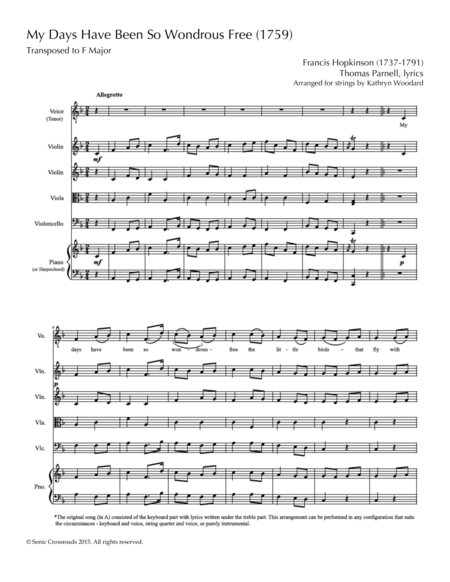 My Days Have Been So Wondrous Free Tenor Sheet Music