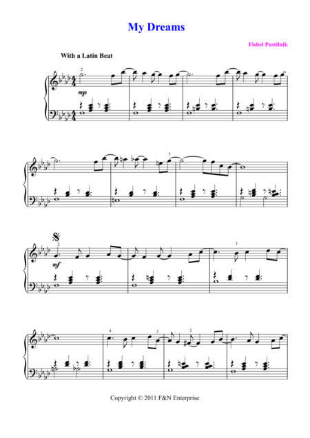 Free Sheet Music My Dreams