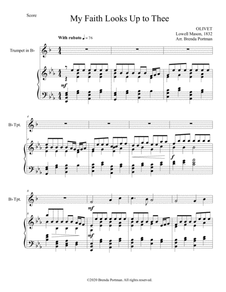 My Faith Looks Up To Thee Trumpet Piano Arr Brenda Portman Sheet Music