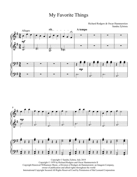 My Favorite Things 1 Piano 4 Hand Duet Sheet Music