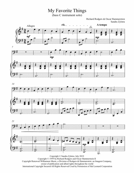 Free Sheet Music My Favorite Things Bass C Instrument Solo