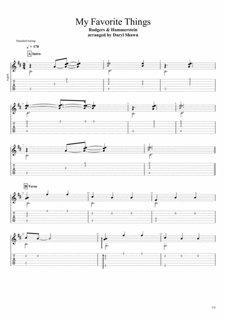 My Favorite Things For Solo Fingerstyle Guitar Sheet Music