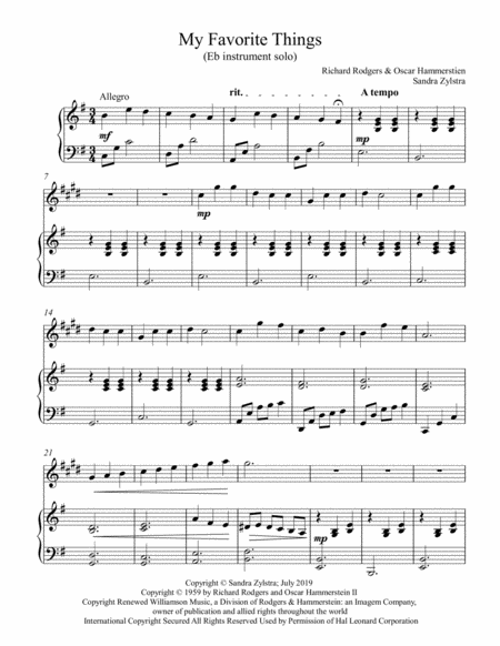 My Favorite Things Treble Eb Instrument Sheet Music