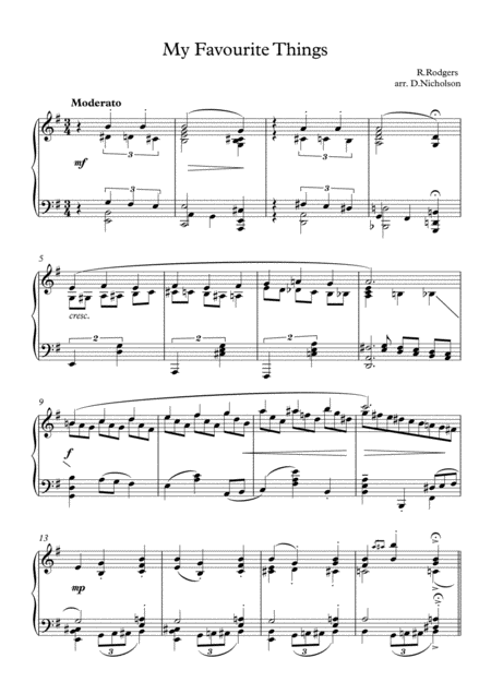 My Favourite Things Solo Piano Sheet Music