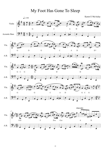 My Foot Has Gone To Sleep Set Of Scottish Strathspeys For Fiddle Acoustic Bass Guitar Sheet Music