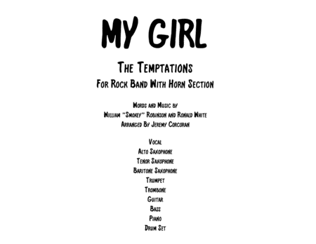 Free Sheet Music My Girl By The Temptations For Rock Band With Horns