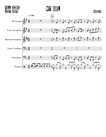 Free Sheet Music My Girl Lucky Chops Full Score W O Solo