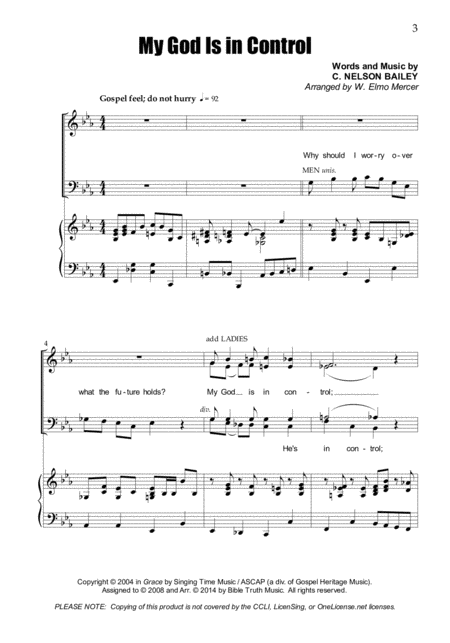 Free Sheet Music My God Is In Control