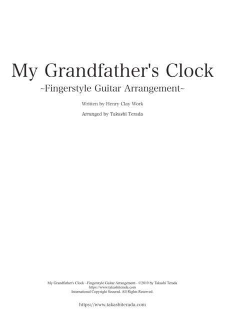 My Grandfathers Clock Fingerstyle Guitar Arrangement Sheet Music