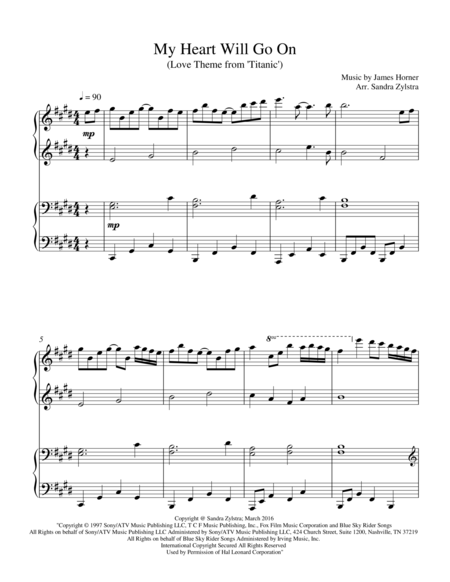 Free Sheet Music My Heart Will Go On 1 Piano 4 Hand Duet