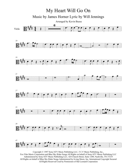 My Heart Will Go On Love Theme From Titanic Viola Sheet Music