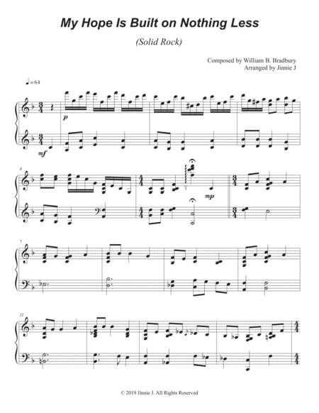 My Hope Is Built On Nothing Less Piano Hymn Arrangement Sheet Music