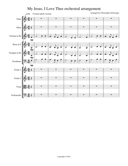 Free Sheet Music My Jesus I Love Thee Orchestral Arrangement