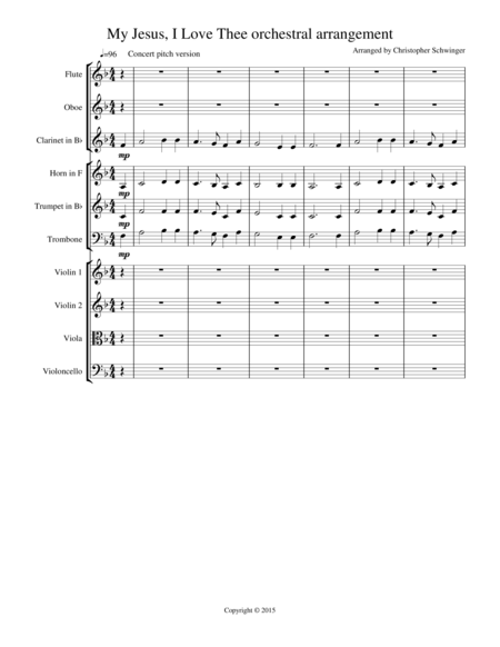 My Jesus I Love Thee Orchestral Arrangement Sheet Music